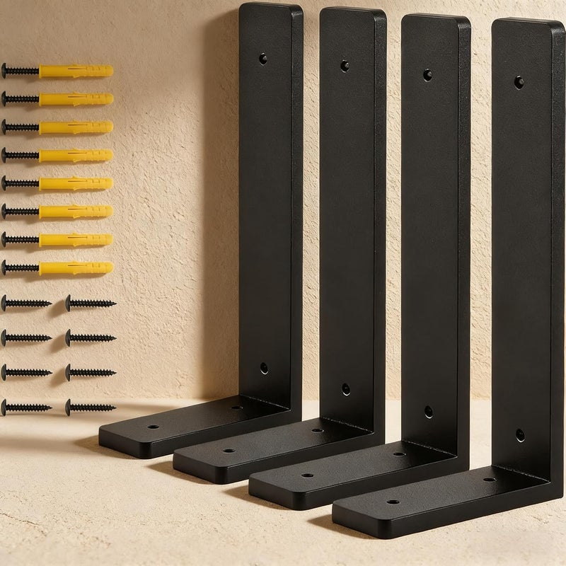 Firmetal 8"x 4"Shelf Brackets, die-cast Formation, Vertical Angle, Premium Alloy Metal Heavy Duty Shelf Bracket, high Strength Mounting Hardware Included, Corner Brace Joint,Pack of 4 ,8 INCH x4 INCH(No Beam) - Image 1